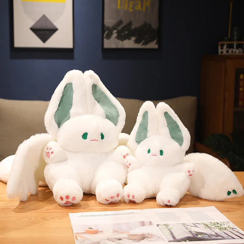 Fluffy White Winged Rabbit Plush Neck Pillow - Image 2