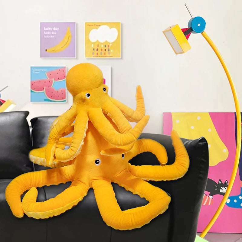 Cuddly Yellow Octopus Plush with Textured Tentacles - Image 6