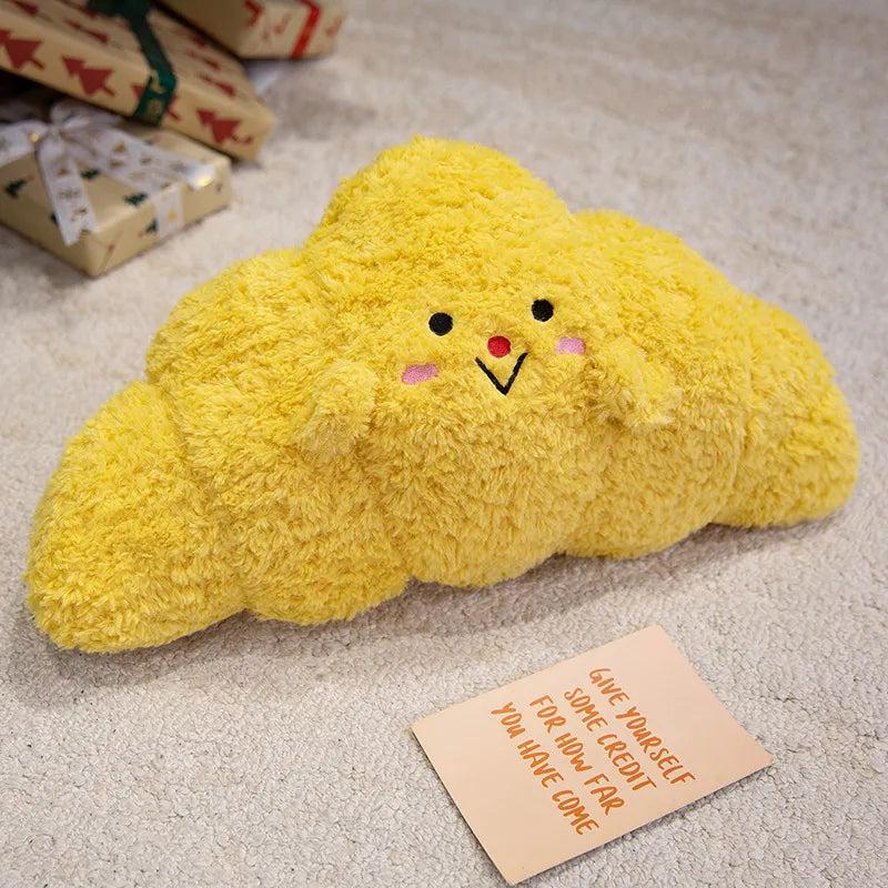 Cute Fuzzy Croissant Plush Pillow with Face - Image 7