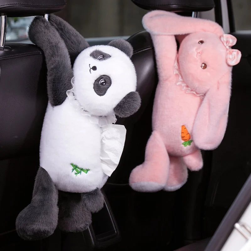 Cute Panda Plush Hanging Car Tissue Holder
