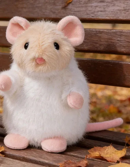 Adorable White Fuzzy Plush Mouse Toy - Image 7