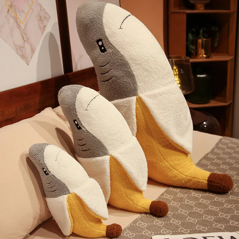 Quirky Peeled Banana Shark Plush Pillow - Image 3