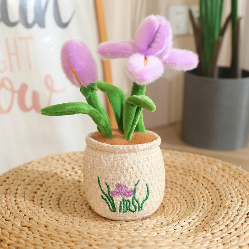 Soft Plush Potted Flowers with Embroidered Pots - Image 9