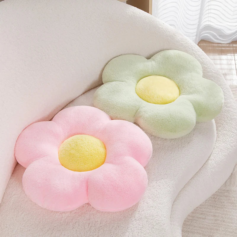 White Daisy Flower Plush Pillow with Orange Center - Image 3