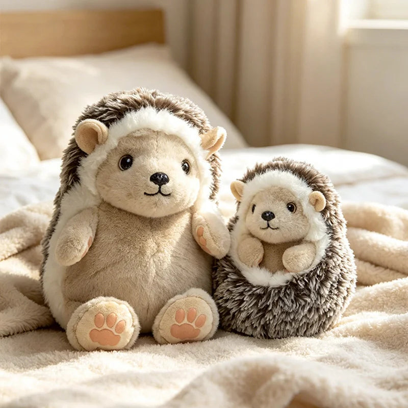 Fluffy Brown and White Hedgehog Plush Toy - Image 3