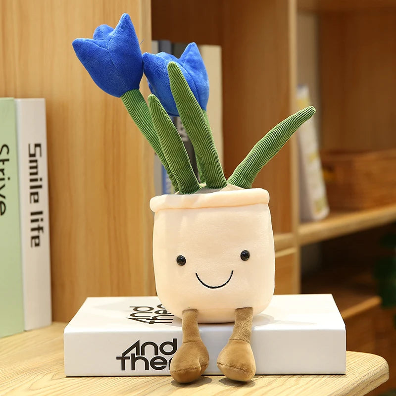 Cute Plush Purple Iris with Embroidered White Pot - Image 12