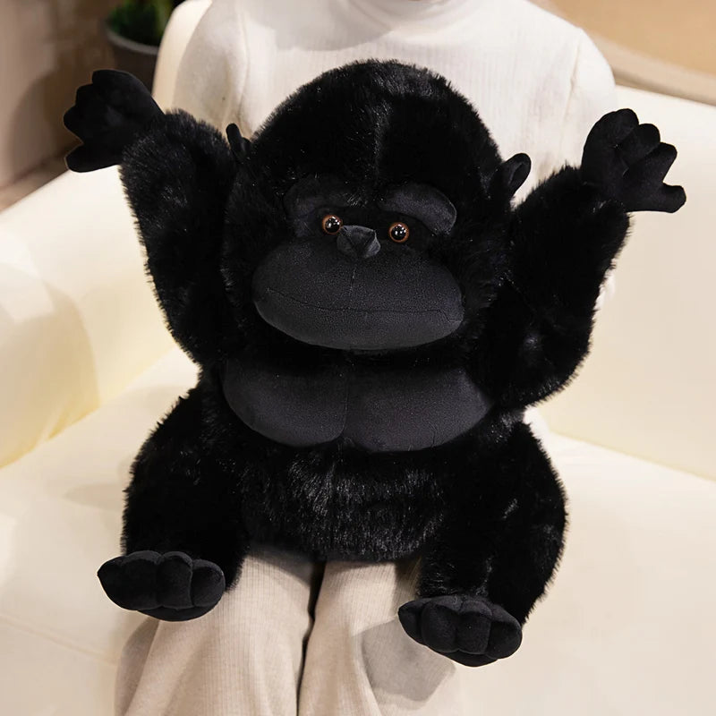 Large Black Plush Gorilla with Banana - Image 2