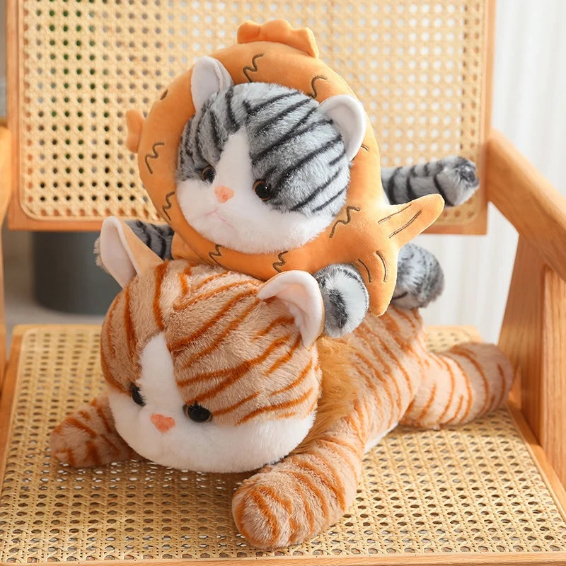 Gray Tabby Cat in Bread Slice Plush Toy - Image 2