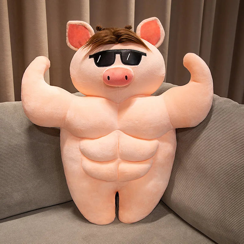Muscle Pig Plush Toy with Denim Vest - Image 8