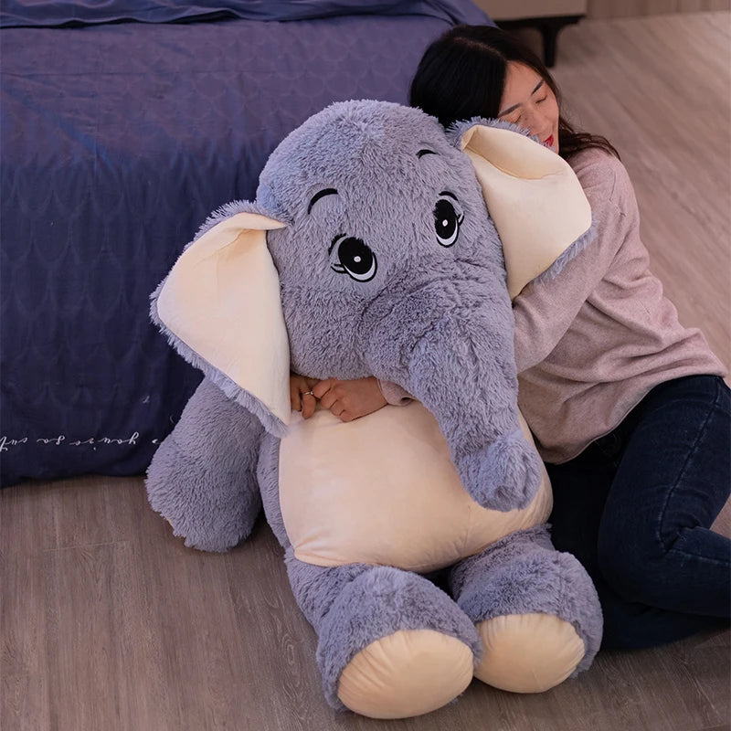 Giant Grey Elephant Plush with Cream Belly - Image 5