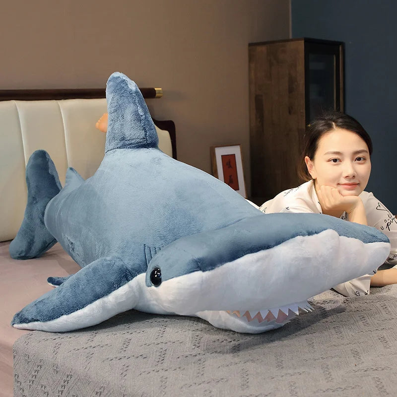 Soft Blue Oversized Shark Plush Toy