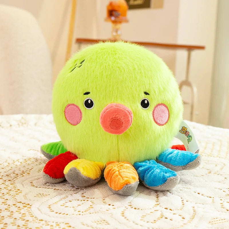 Pink Octopus Plush with Rosy Cheeks and Colorful Legs - Image 7