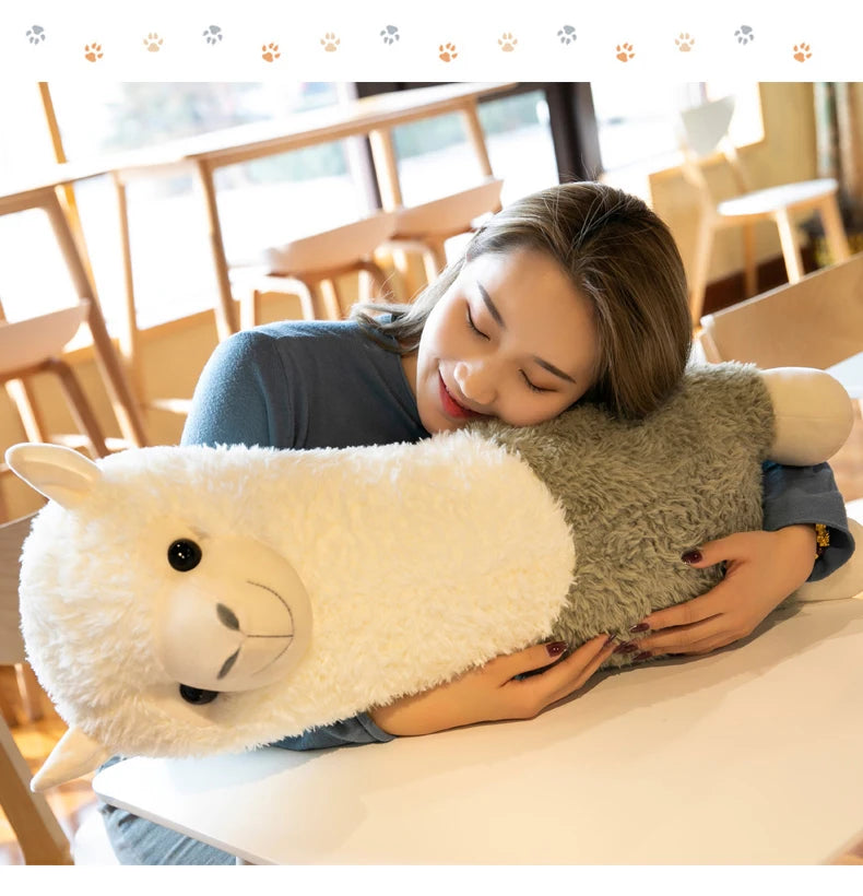 Oversized Cream and Pink Alpaca Plush Toy - Image 5