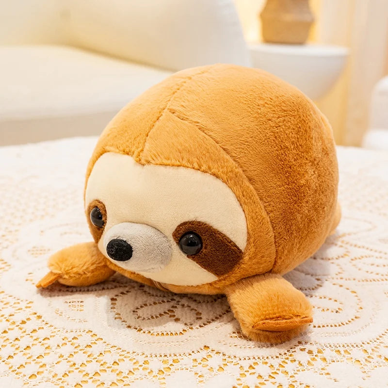 Cute Spherical White Fox Plush Toy with Red Accents - Image 6