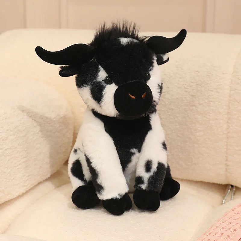 Fluffy Spotted Plush Cow with Horns - Image 10