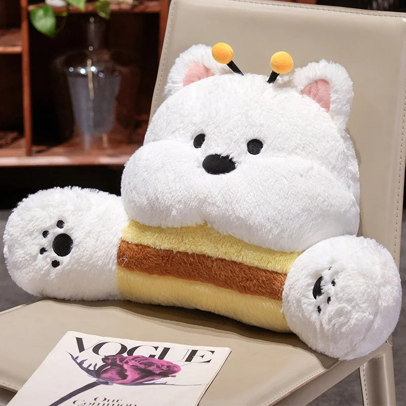 Cute White Plush Bee and Bear Animal Pillow Set - Image 6