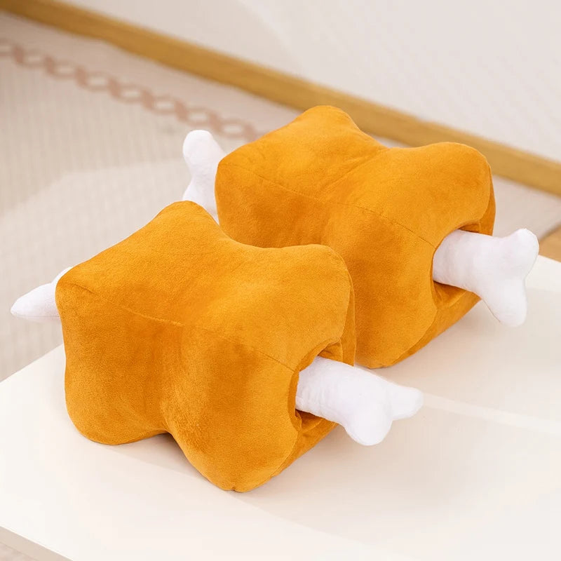 Golden Brown Chicken Drumstick Plush Pillow - Image 3