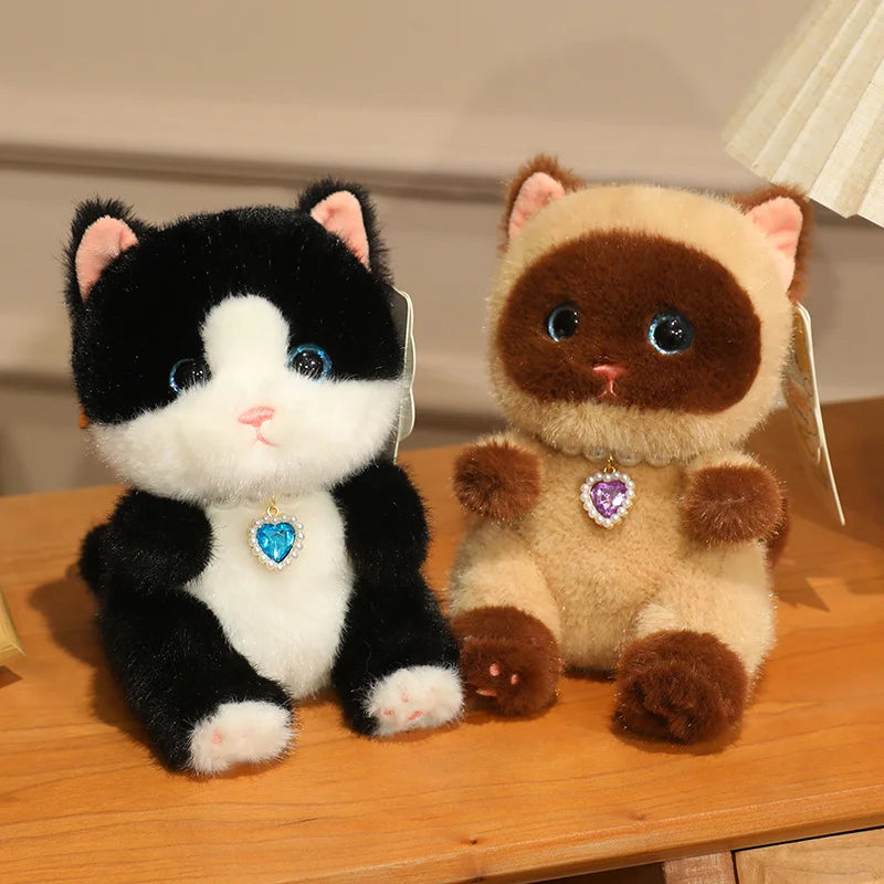 Adorable Cat Plush Toys with Glitter Heart Collar