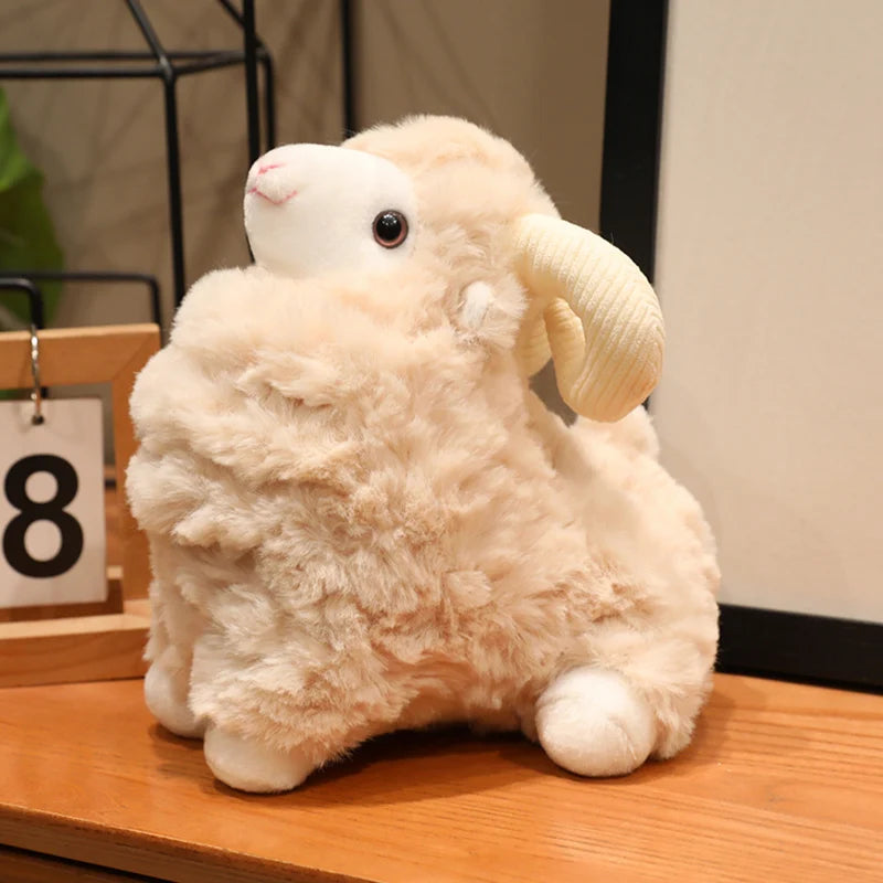 Creamy White Fluffy Sheep Plush with Ribbed Ears - Image 9
