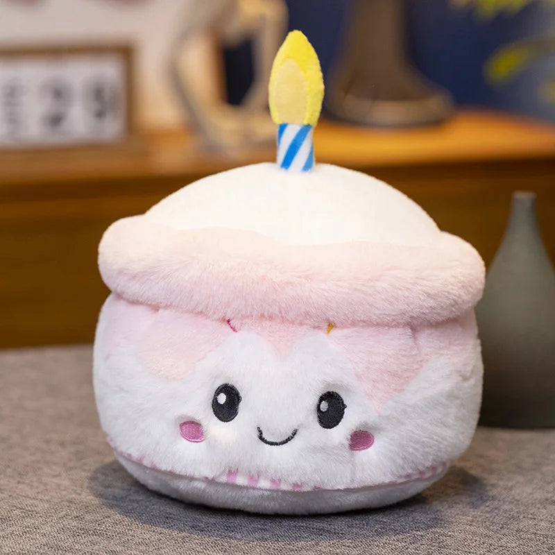 Cute Pink and White Cupcake Plush Toy with Candle - Image 6