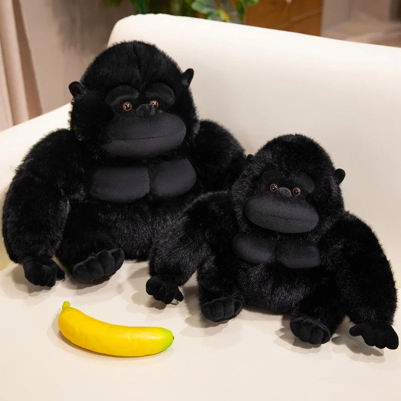 Large Black Plush Gorilla with Banana - Image 3