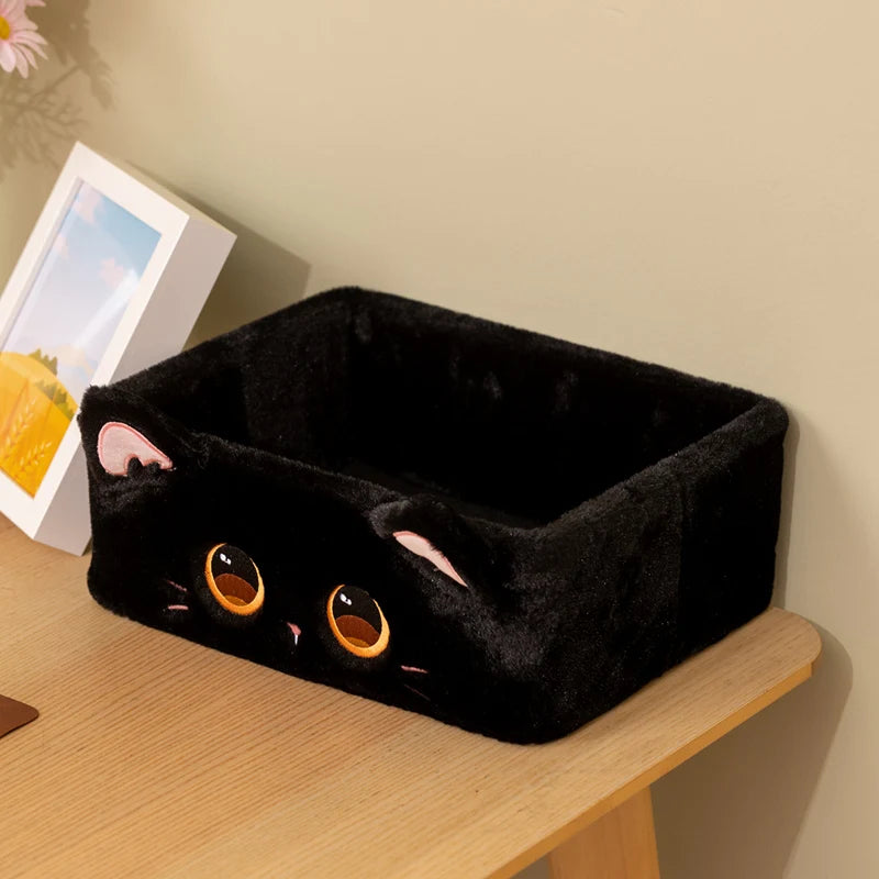 Cute Black Cat Plush Collapsible Organizer - Image 3