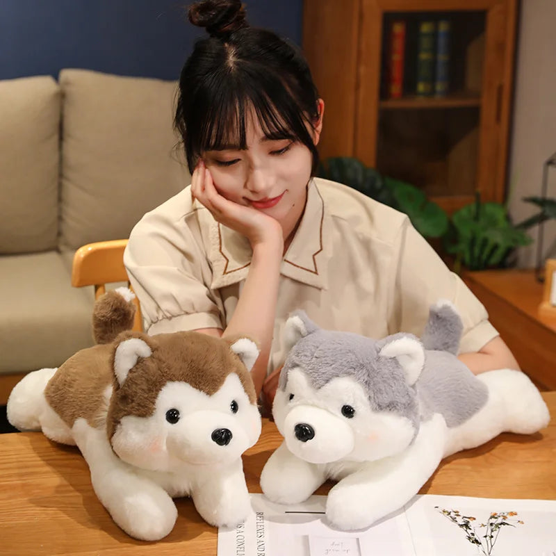 Soft Plush Lying Husky Dog Stuffed Animal - Image 2
