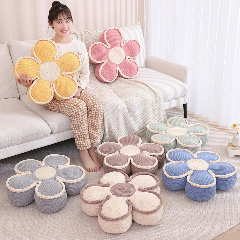 Cozy Knitted Flower Floor Cushion