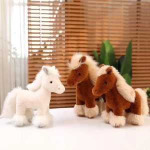 Cute Fluffy Pony Plush with Feathered Legs