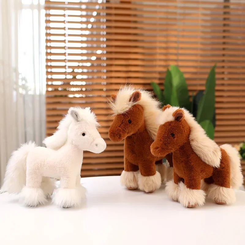 Cute Fluffy Pony Plush with Feathered Legs