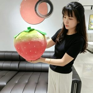 Giant Ombre Strawberry Plush Pillow