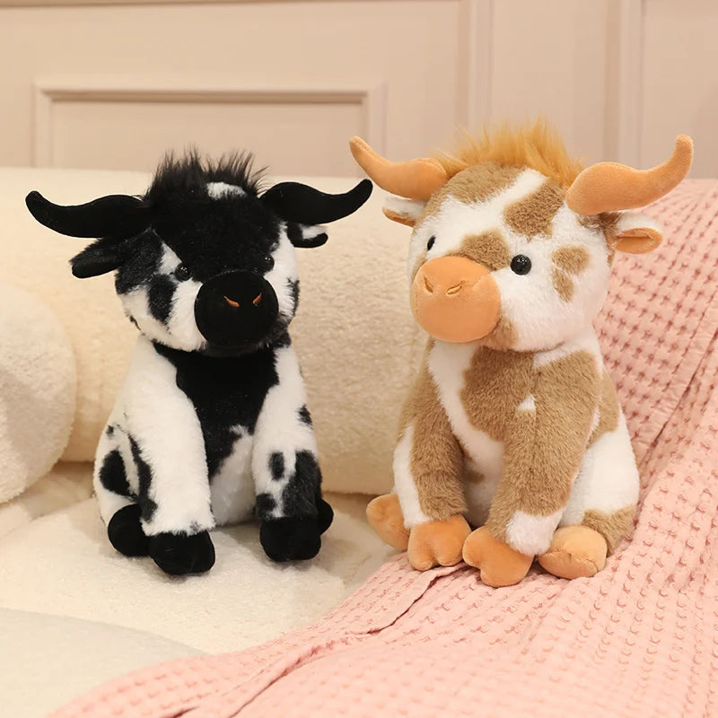 Fluffy Spotted Plush Cow with Horns - Image 2