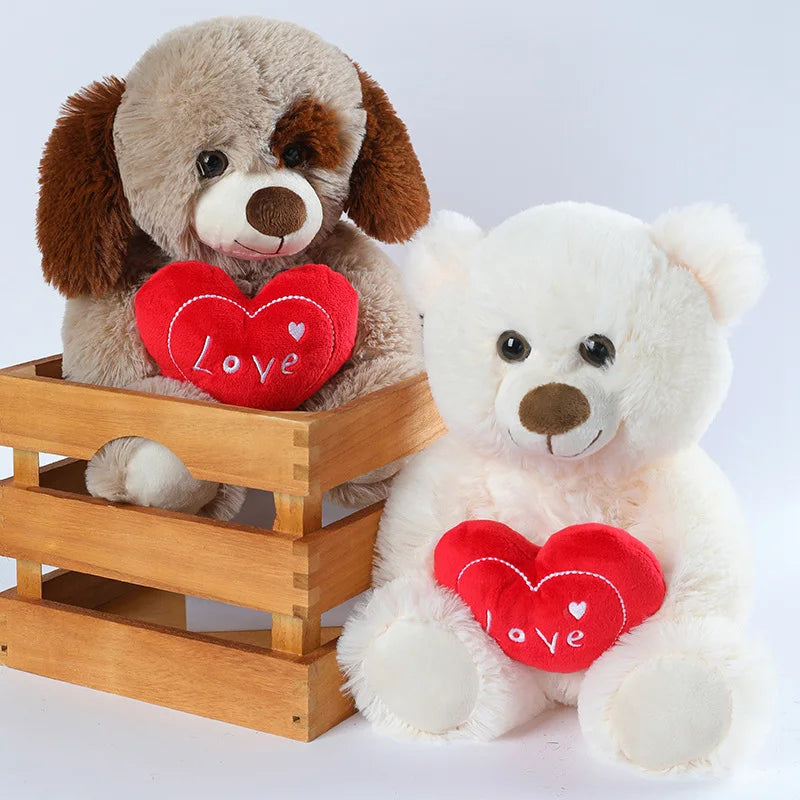 Soft Tan Plush Teddy Bear with Red 'Love' Heart - Image 3