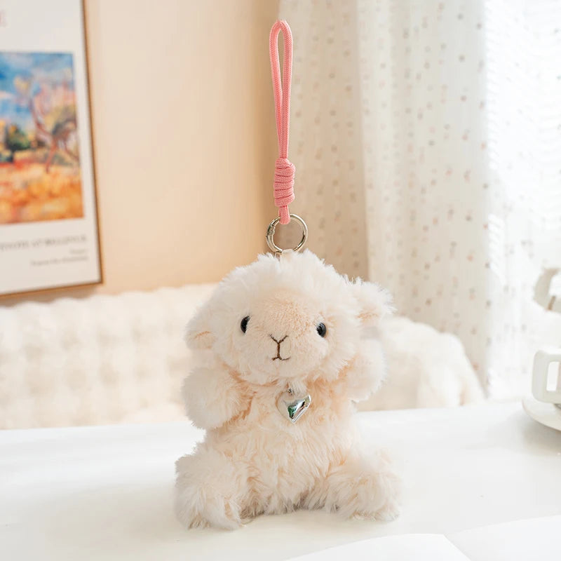 Lavender Curly Plush Lamb with Heart Charm - Image 12