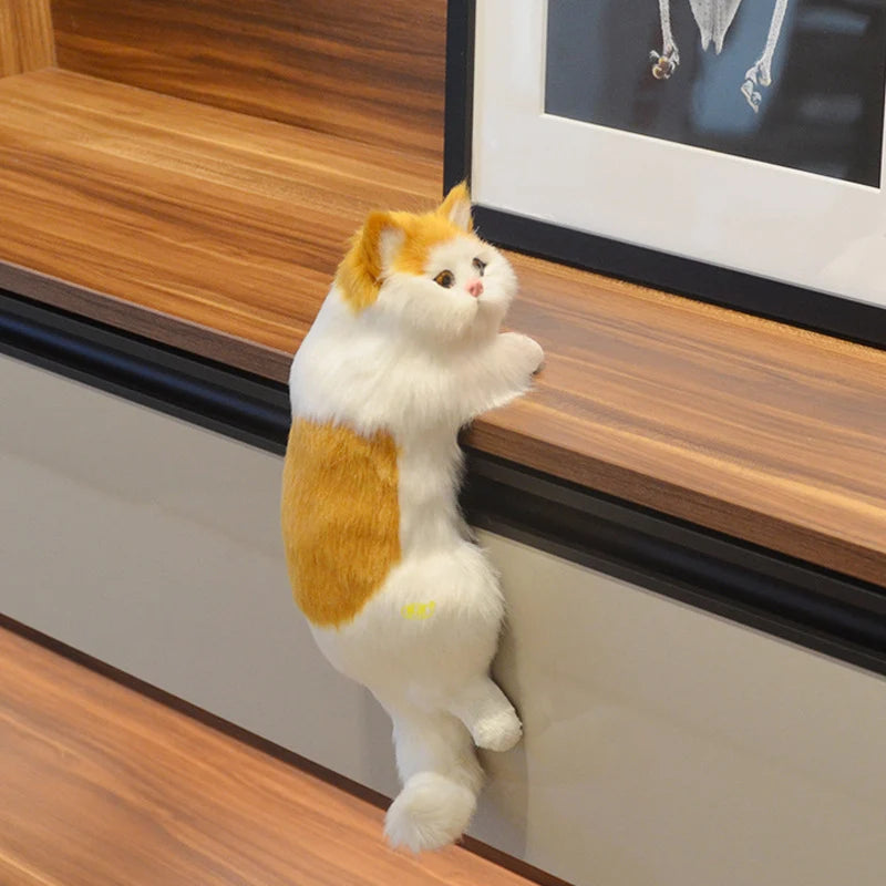 Fluffy Black and White Clinging Cat Plush - Image 4