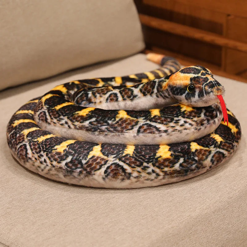 Realistic Red and Black Striped Plush Snake - Image 12