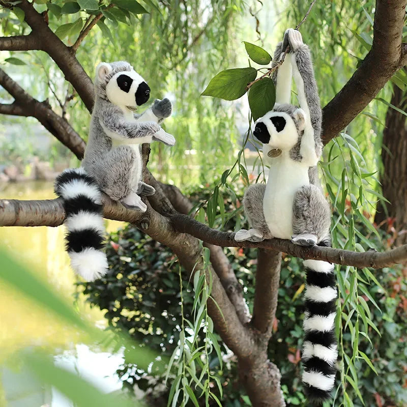 Grey Ring-Tailed Lemur Plush Toy with Striped Tail - Image 6