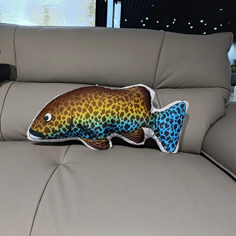 Soft Plush Fish Pillow with Colorful Marine Design - Image 7