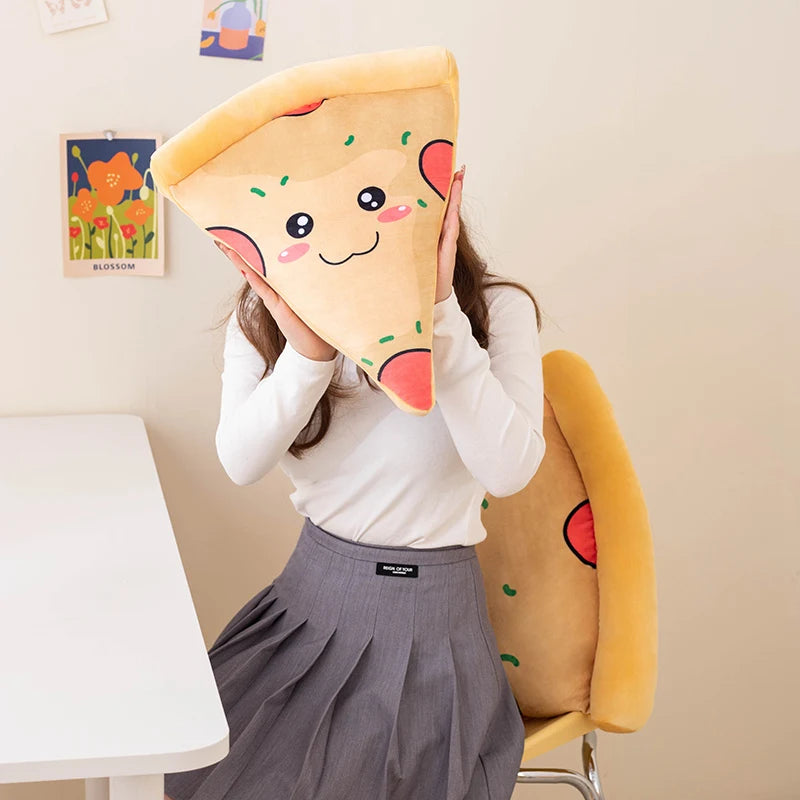 Soft Pizza Slice Plush Pillow with Kawaii Faces - Image 4