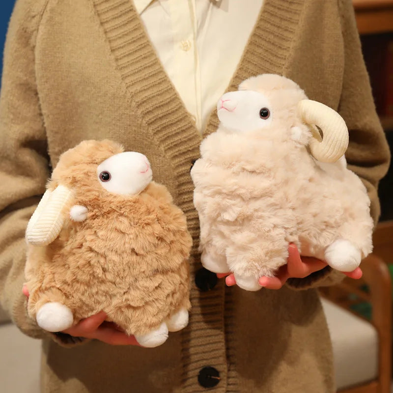Creamy White Fluffy Sheep Plush with Ribbed Ears - Image 3