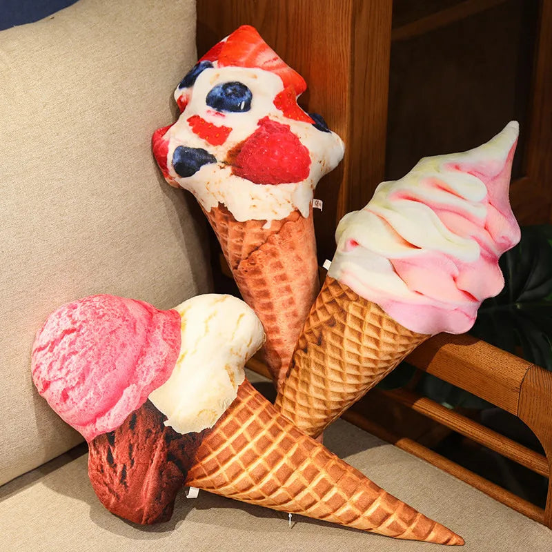 Realistic Ice Cream Cone Plush Pillow - Image 2