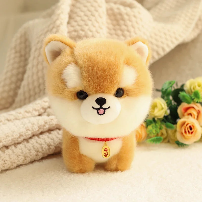 Cute Chubby Dog Plushie with Red Collar Charm - Image 10