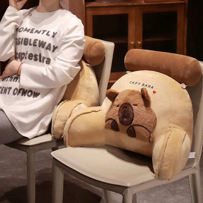 Soft Capybara Plush Reading Pillow with Neck Support - Image 4