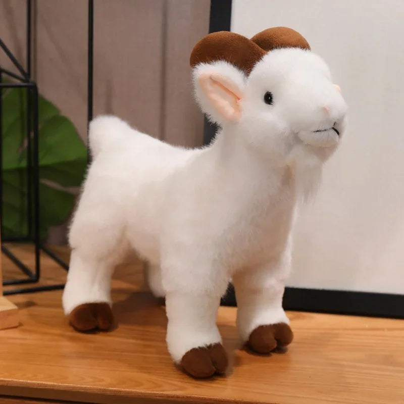 Soft White Ram Plush Toy with Curled Horns - Image 8