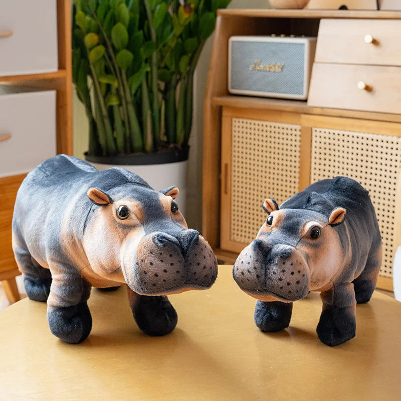 Realistic Grey and Tan Hippopotamus Plush Toy - Image 5