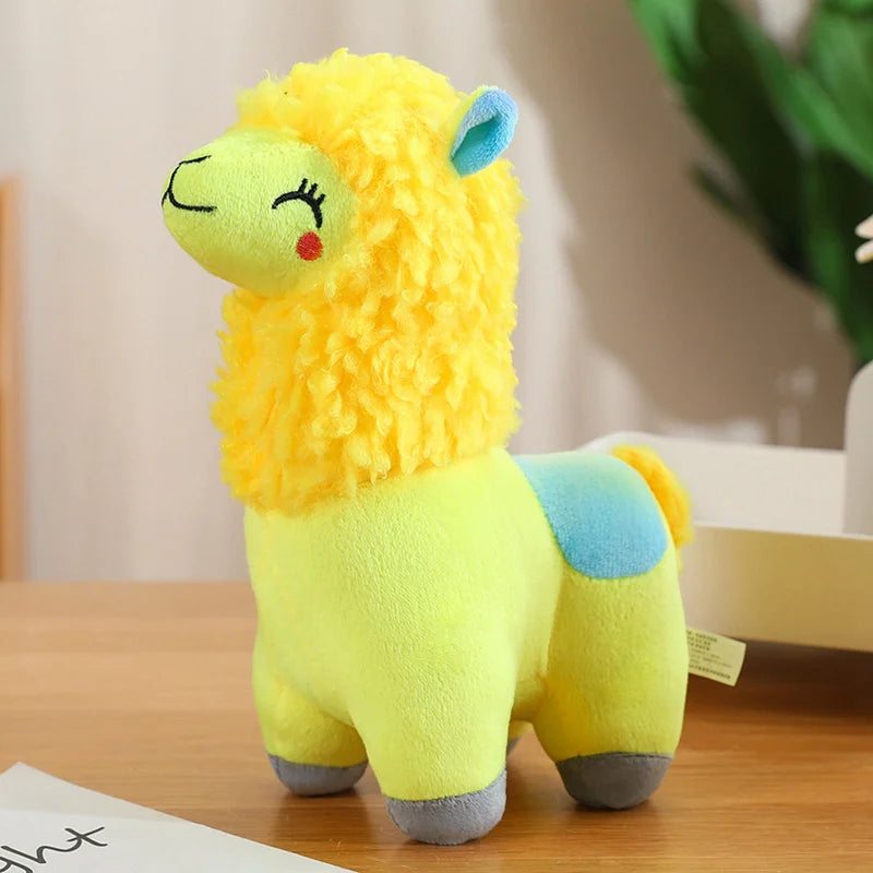 Soft Pink and Blue Alpaca Plush Toy with Curly Mane - Image 6