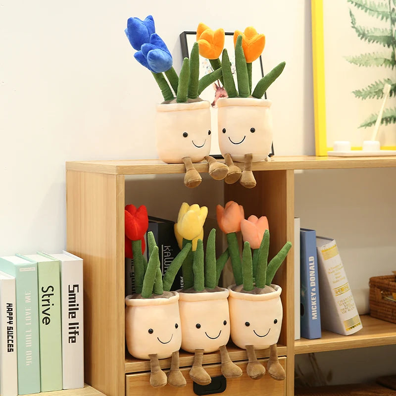 Cute Plush Purple Iris with Embroidered White Pot - Image 6