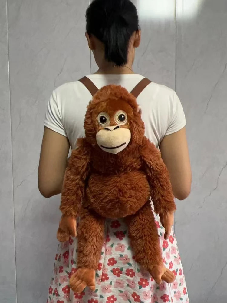 Adorable Brown Orangutan Plush Backpack - Image 9