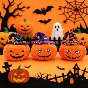 Halloween Pumpkin Plush with Assorted Witch Hats