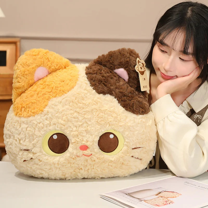 Fluffy Black Cat Plush Pillow with Crescent Eyes - Image 5